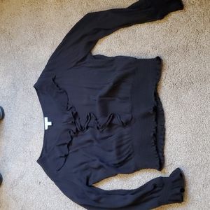 Sofia Jeans Black peasant ruffle blouse